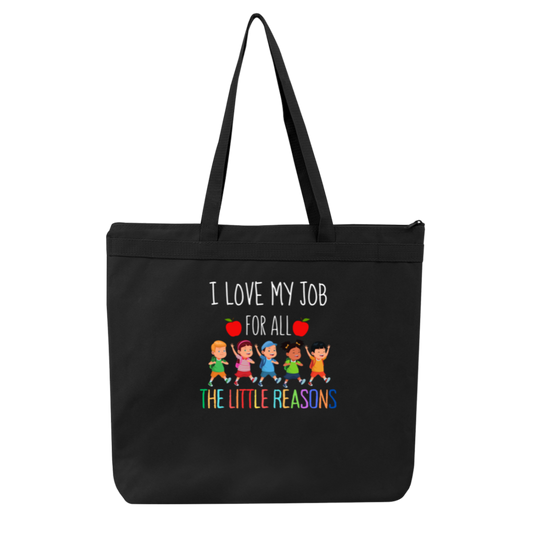 I LOVE MY JOB ZIPPER TOTE BAG